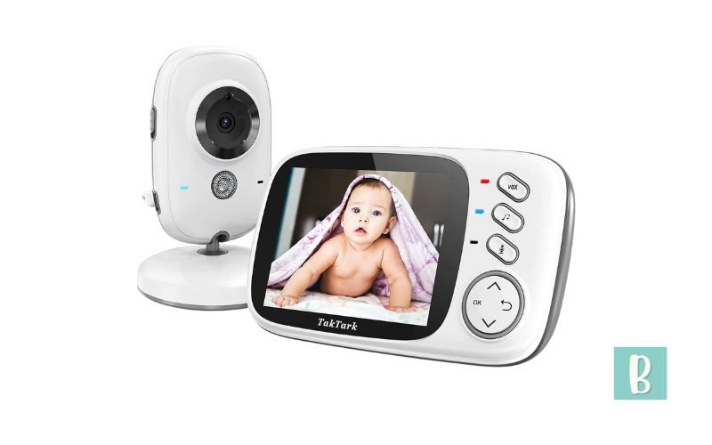 Babá Eletrônica, TakTark Câmera para Bebês com Tela de 3.2", Visão Noturna Infravermelha, Áudio Bidirecional, Detecção de Som VOX, Monitoramento Temperatura, Canção de Ninar